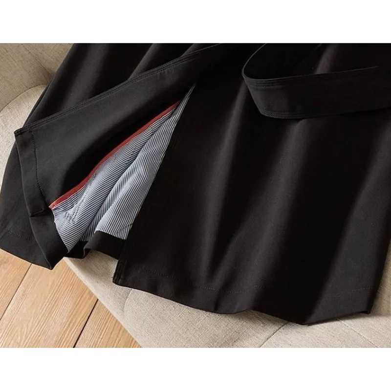 Spring Autumn Casual Women Mid-length Trench Coat With Letter Embroidery Sashes Double-breasted Lapel Female Windbreaker OutwearX240921