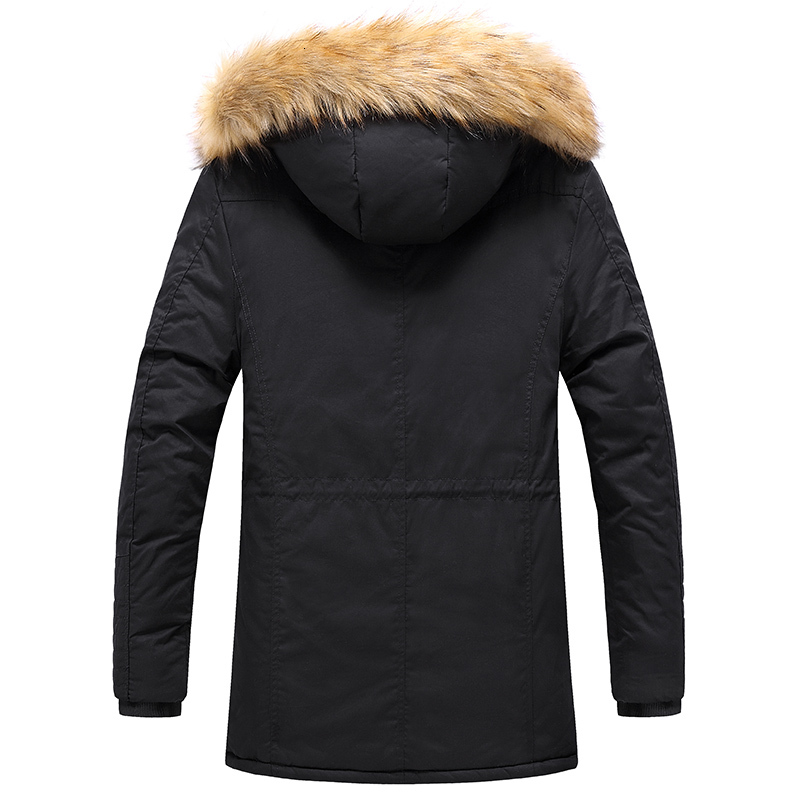 Men Winter Casual Windproof Long Warm Thick Fur Collar Jacket Coat Mens Cotton Hooded Parkas Brand Clothing Male