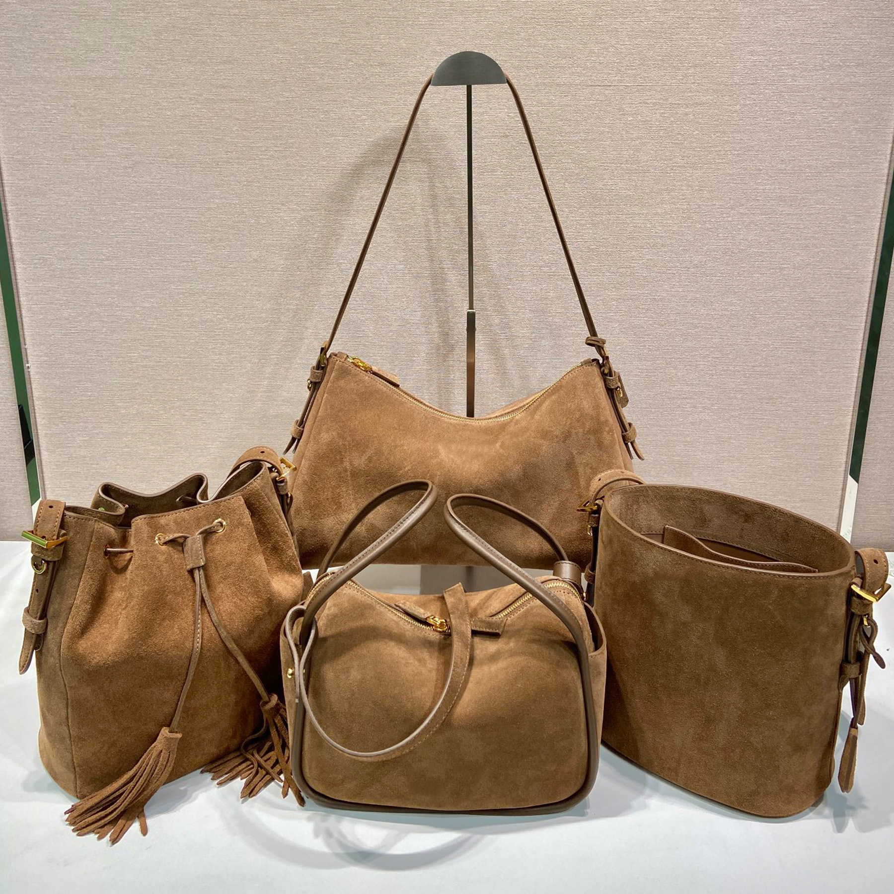 Latest 10A Suede Shoulder Luxury Designer Genuine Leather Adjustable Handle Bucket Removable Key Ring Crossbody Bag Fashion Women Shopping Travel Handbag