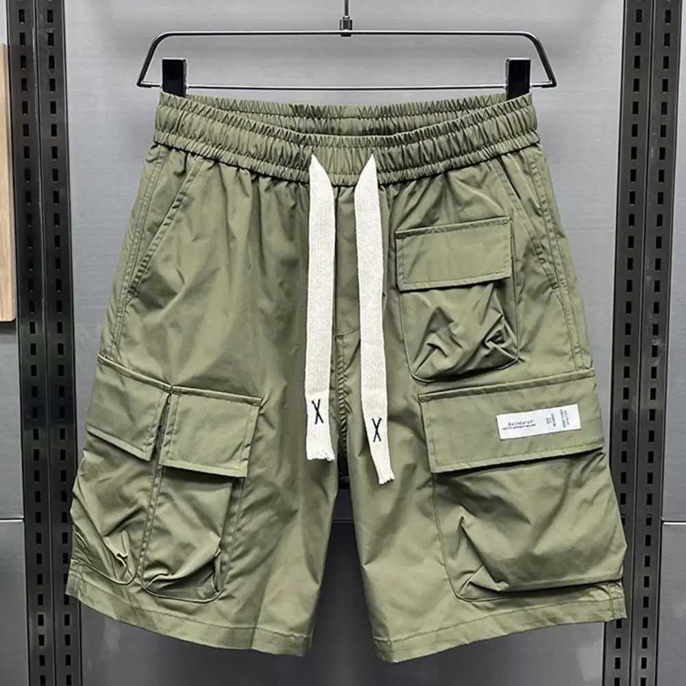 Fitness Running Shorts Mens Quick-drying Cargo Shorts with Elastic Waist Multi-pockets for Fitness Running Men Cargo ShortsX240921