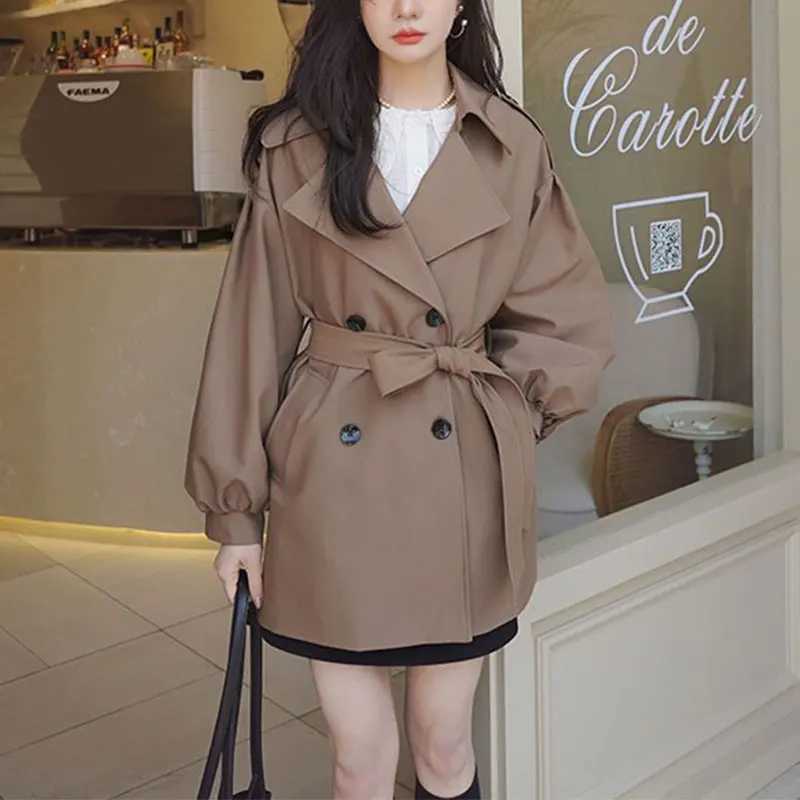 Womens Autumn Korean Fashion Office Lady Simplicity Windbreaker Coat Women Clothes Temperament Solid Color Long Sleeve TopsX240921