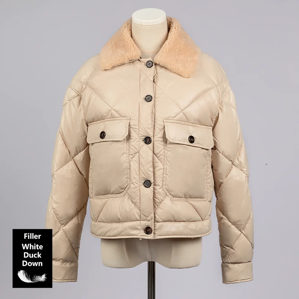 CA42 highquality single chest fur collar 90% duck down coat womens winter 240918