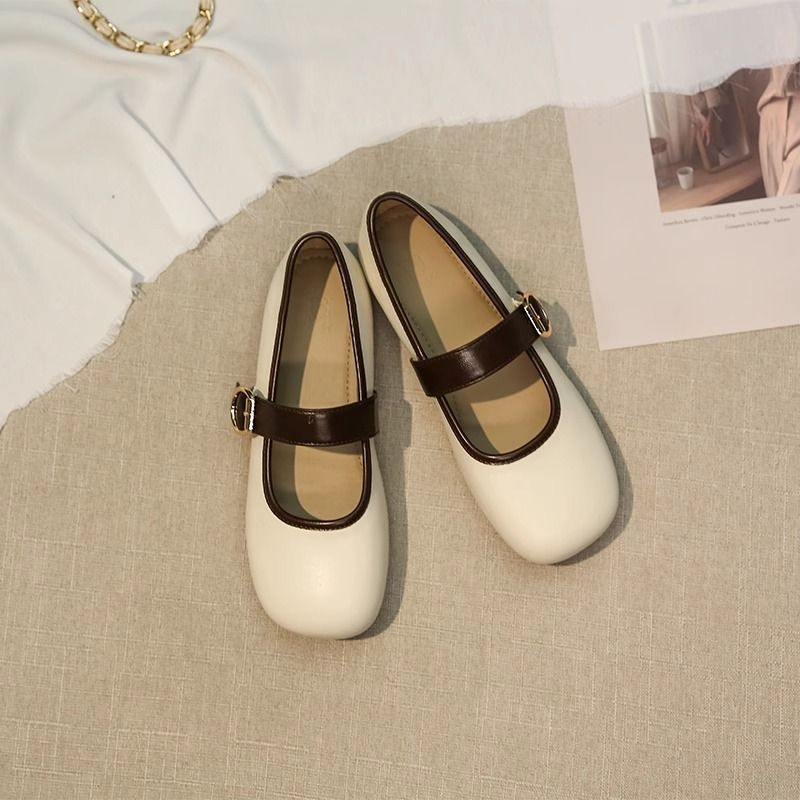 Women Casual Shoes Flat Bottom Soft Sole Breathable Comfort France Gentle Style Simple Design Triple Beige Brown fashion