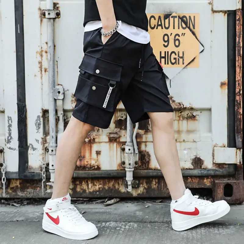 Summer Hot Mens Cargo Shorts Solid Multi Pocket Casual Fitness Loose Work Pants Summer Male Shorts JoggersX240921