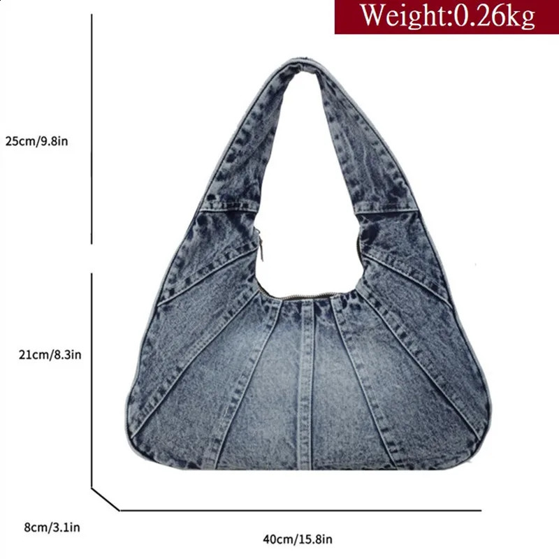 ner Womens Bag Handbag and Wallet Denim Half Moon Shoulder Big Sac 240919