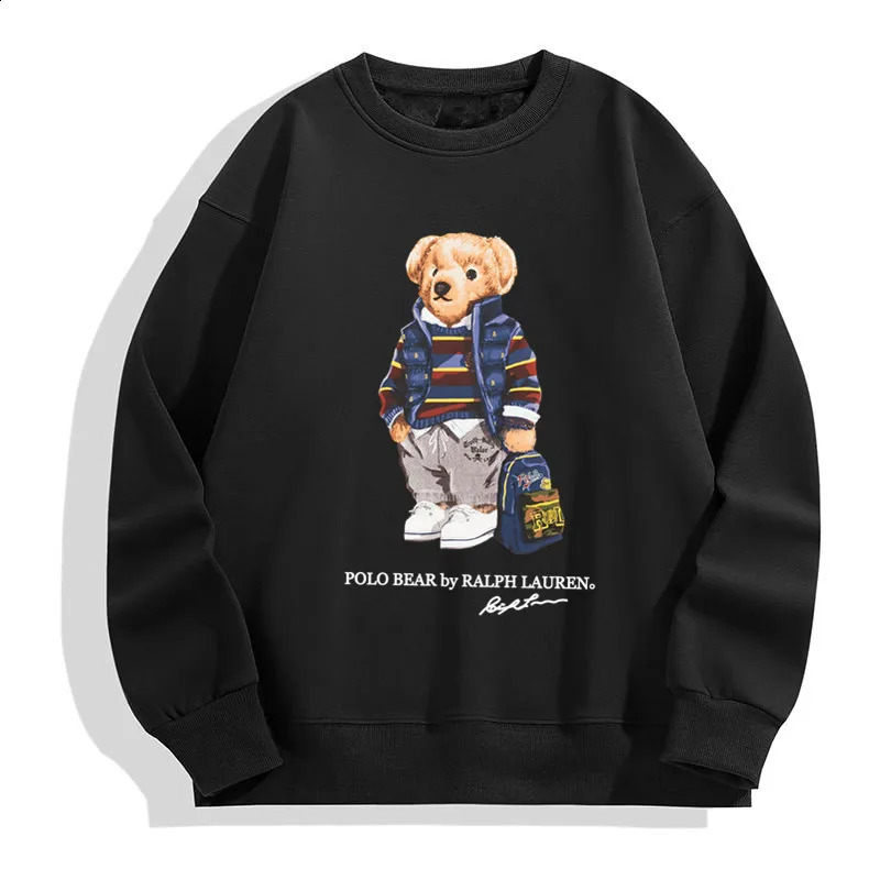 Mens Round Neck Pullovers Autumn Winter Outdoor Male Funny Pose Teddy Bear Pattern Print Sweatshirts Fashion Casual Pullover 240918