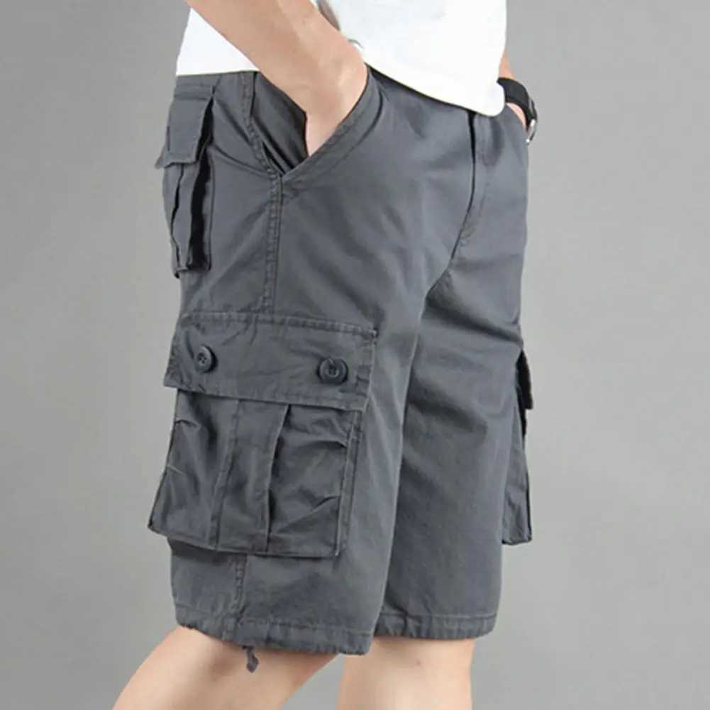 Summer Cargo Shorts Men Multi-Pocket Cotton Casual Shorts Classic Outdoor Solid Color Knee Length Pants Straight Jogger TrousersX240921