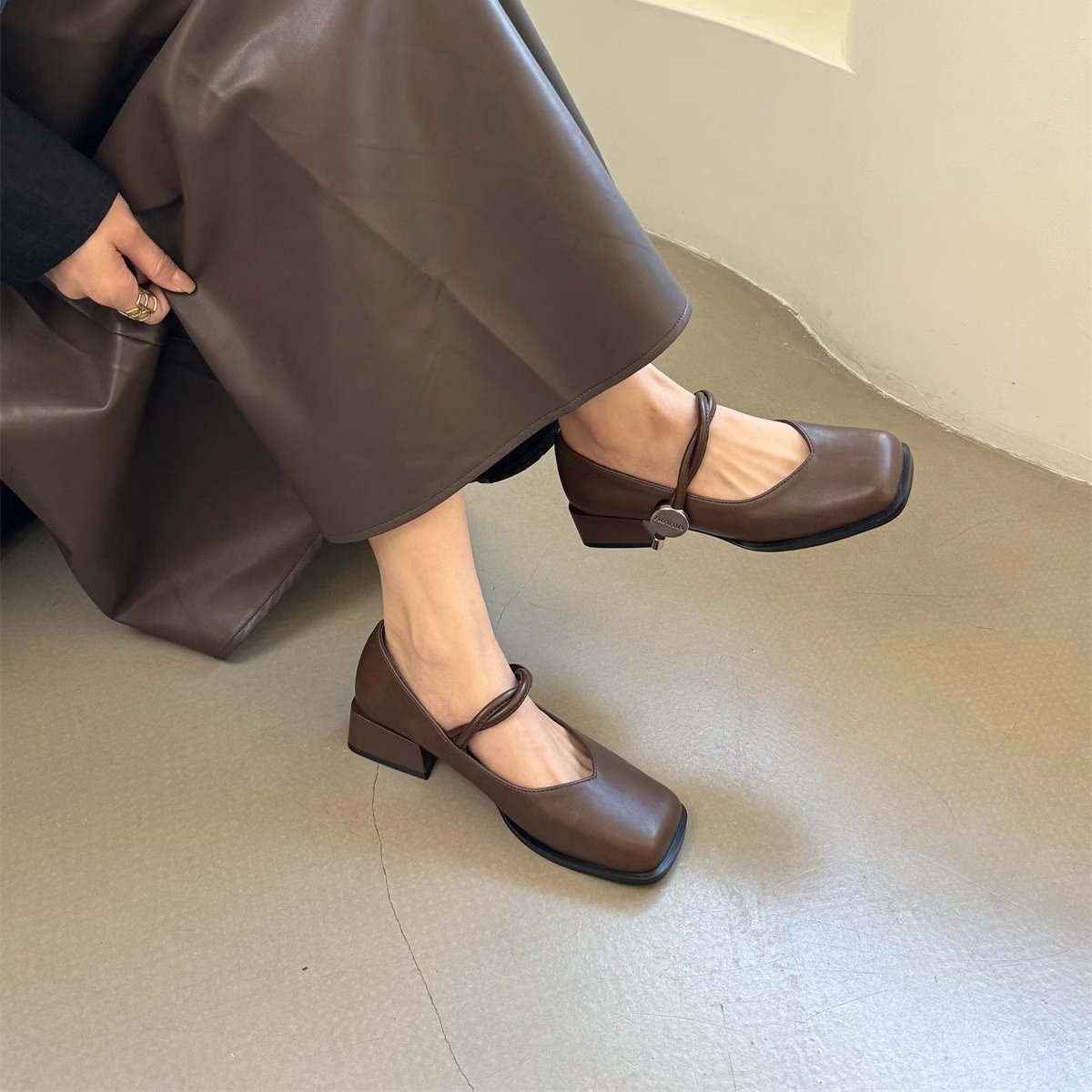 High Heel Chunky Heels: Trendy 2024 Women's Versatile Square Toe Shoes 3aca