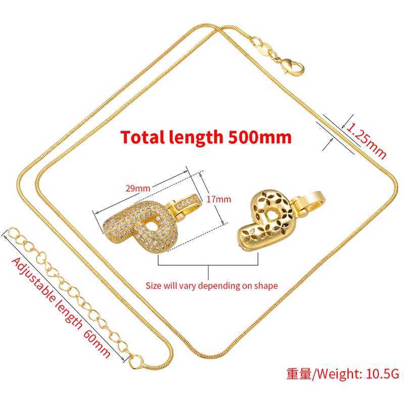 Zhukou Silver Bubble initial letters necklace 26 letter pendants necklace women brass CZ jewelry wholesale W240918