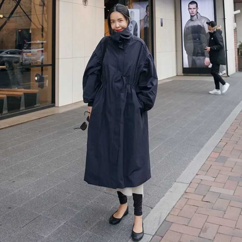 Johnature 2024 Autumn Korean Casual Loose Solid Color Long Trench Women New Turn-down Collar Zippers All Match Female CoatsX240921