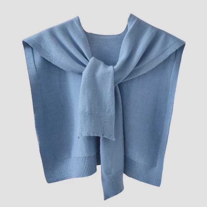 Spring and Autumn Korean Knitted Shoulder Womens Knot Solid Color with Air Conditioning Small Shawl Neck Protection Pink W240921