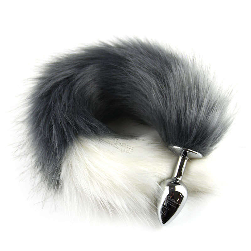 Color blocked fox tail anal plug SM training instruments, anal plug in the backyard, female metal anal plug, alternative sex toy