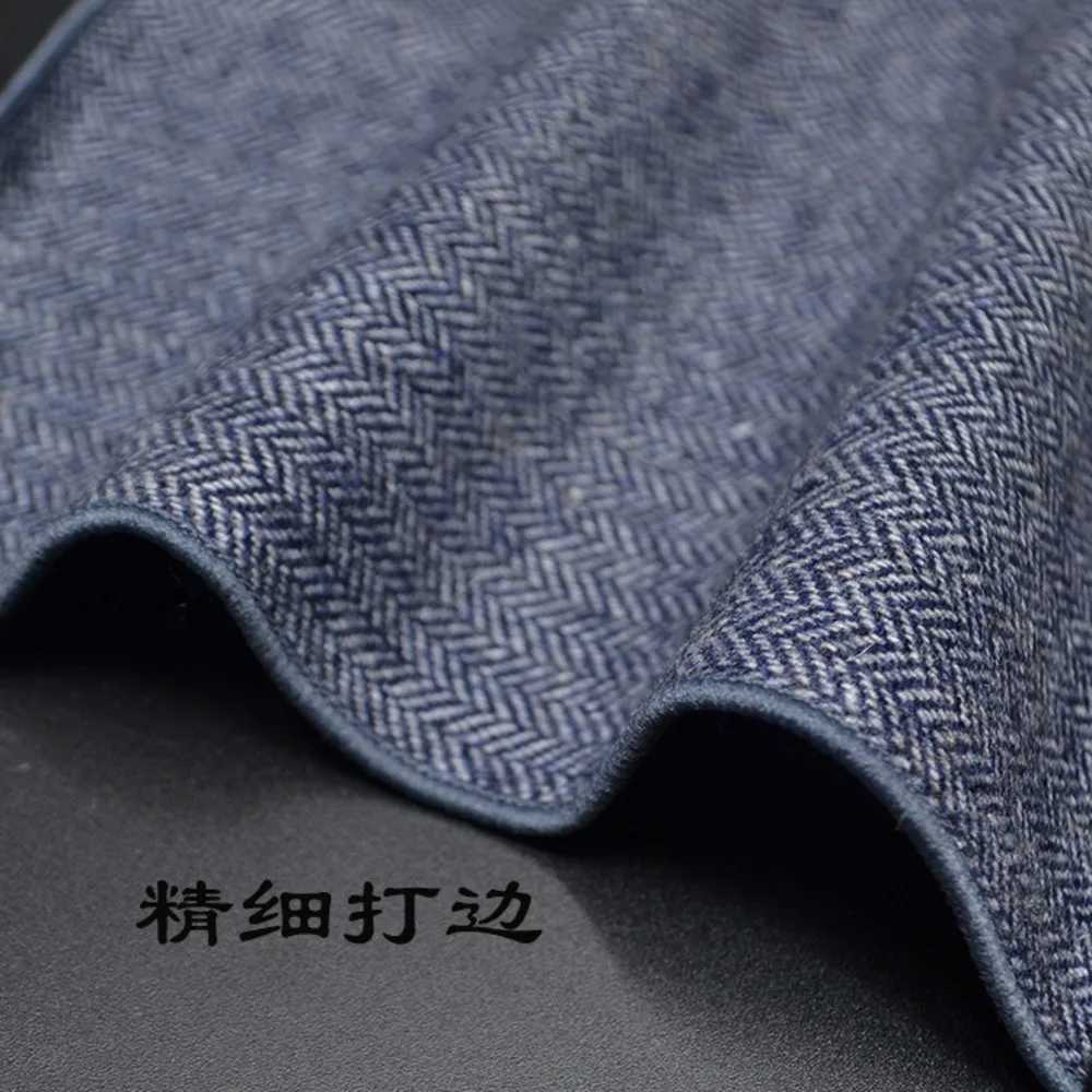 23*23CM New Vintage Wool Pocket Square Plaid Black Handkerchief Mens Business Suit Tie Accessories Scarf Hankies Tuxedo CravatX240921