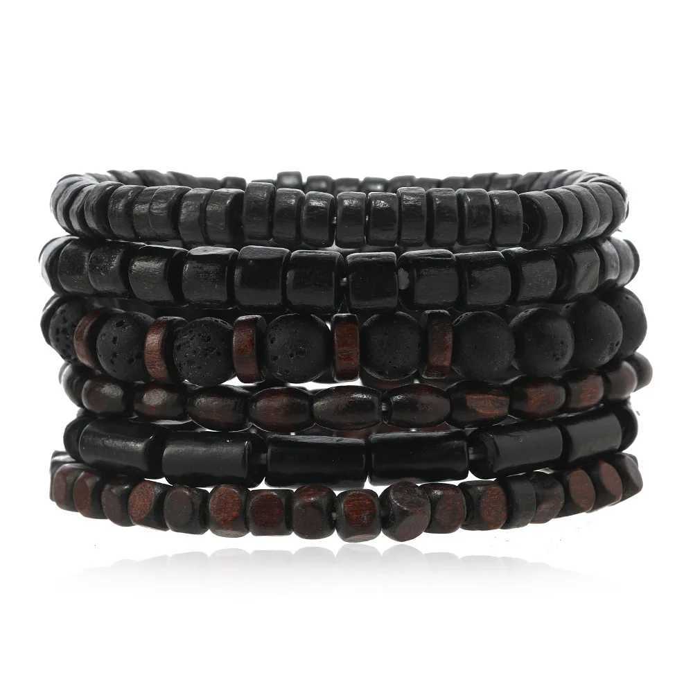Men Retro Multi-layer Elastic String Wooden Beads Handmade Sets Handmade Bracelet Jewelry For MenX240921