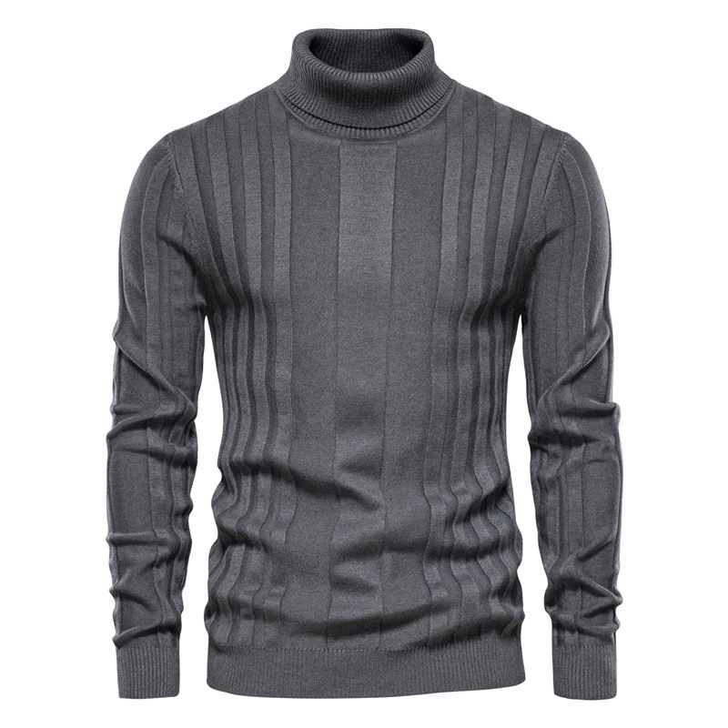 Large Mens Sweater Solid Men's Pullover New Male Neck Casual Knitted Thermal Underlay Shirt High Quality Men Clothing