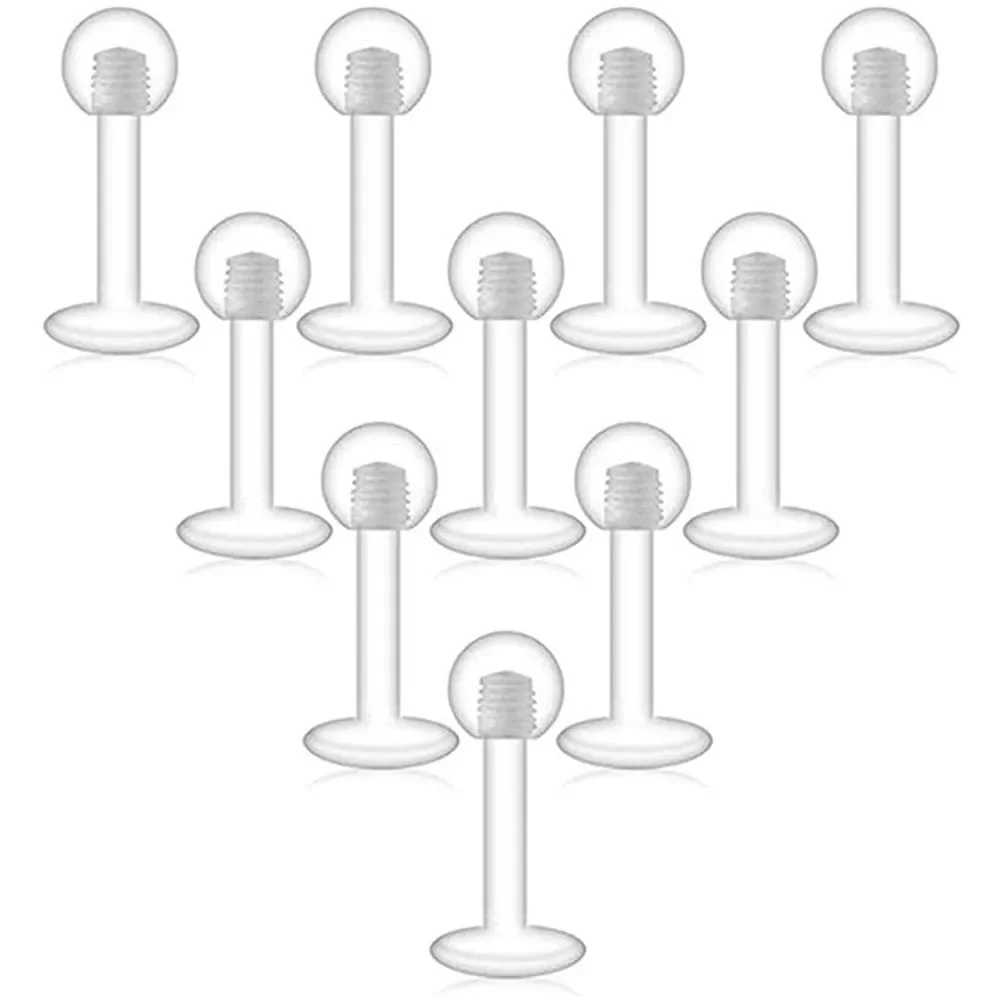 10PC/set Clear Acrylic Lip Rings Monroe Labret Studs Piercing Jewelry Gift Bioflex Ear Tragus Helix Earring Retainer 6/8/10mm Y240921