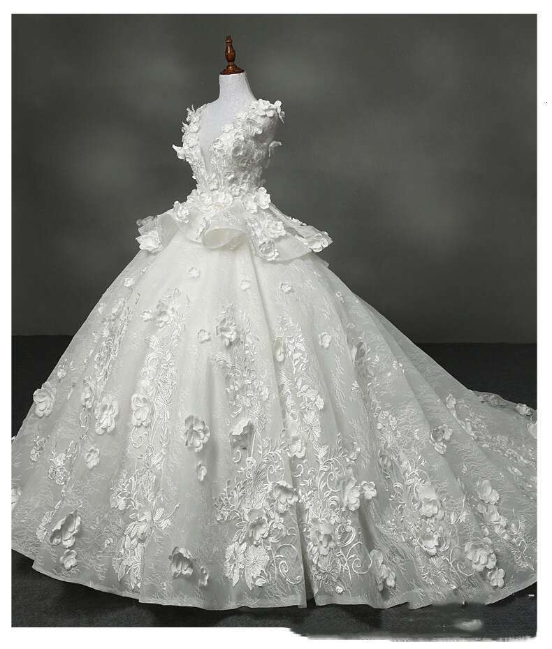 Urious Appliques Wedding Dresses Sheer O Neck Bridal Gowns Custom Made Wer Lace Up Vestido De Novia