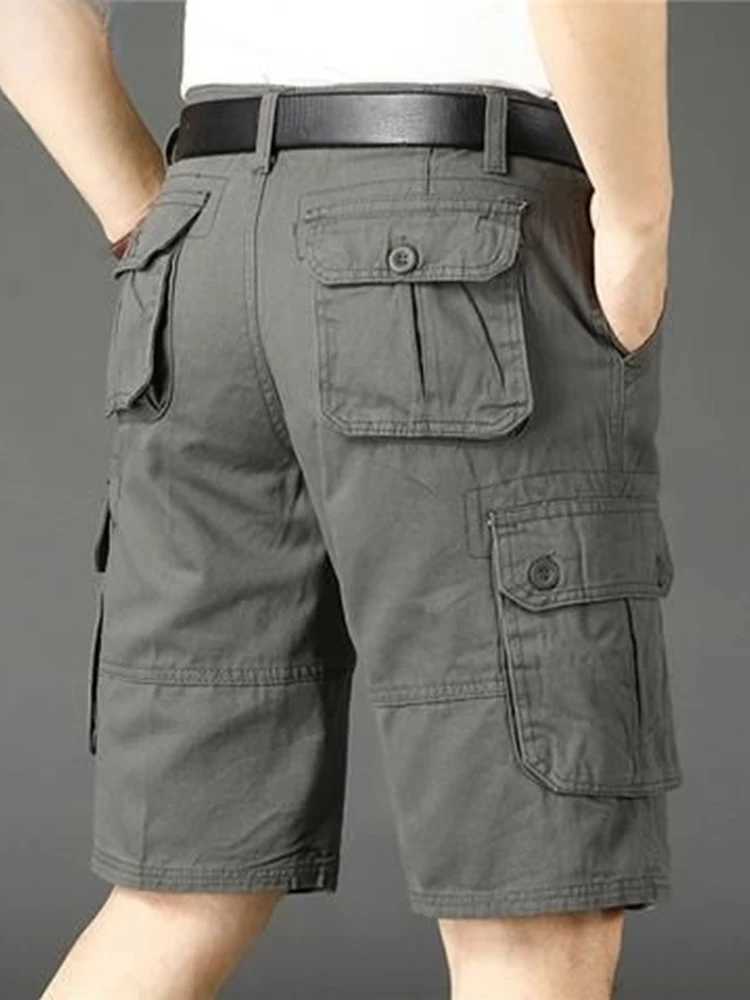 Khaki Half Mens Cargo Shorts Solid Male Bermuda Short Pants Big and Tall Designer Jogger Baggy New In Homme Jorts Cotton LuxuryX240921