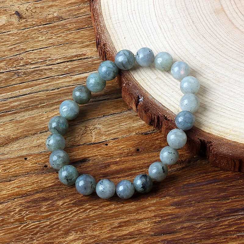 Real Gray Labradorite Bead Bracelet Men Women Fashion Natural Stone Flash Stone Bracelet with Original Natural Crystal JewelryX240921