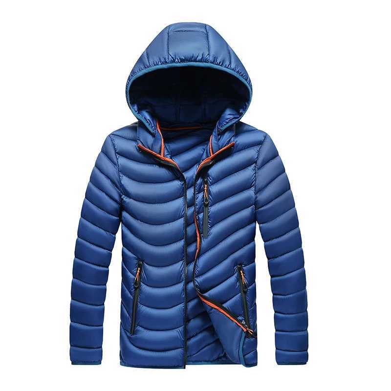 Autumn and winter mens park windproof and warm casual outdoor fashion mens down jacket windproof cotton thick mens hooded jacket W240920
