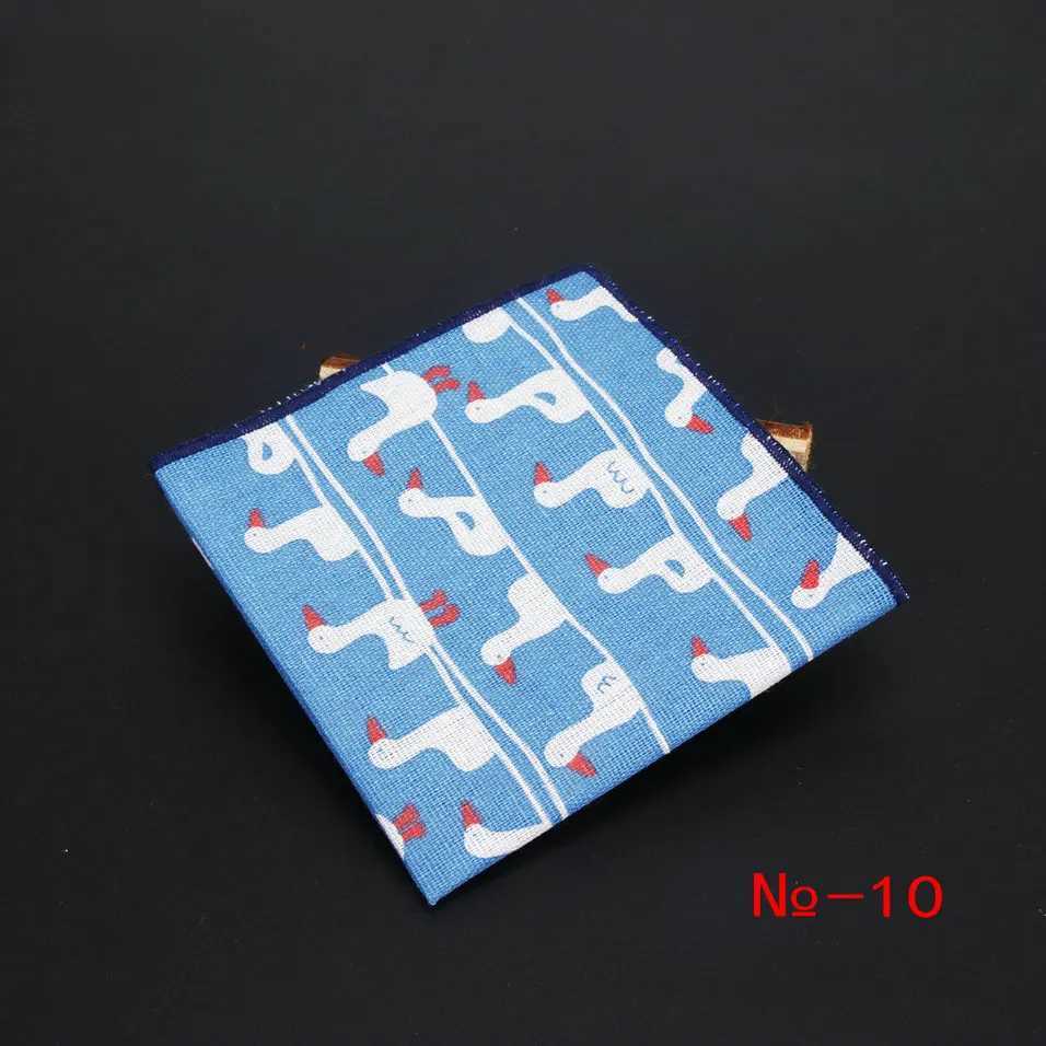 Brand New High Quality Hankerchief Scarves Vintage Linen Hankies Mens Pocket Square Handkerchiefs Cartoon Print Cotton HnakyX240921