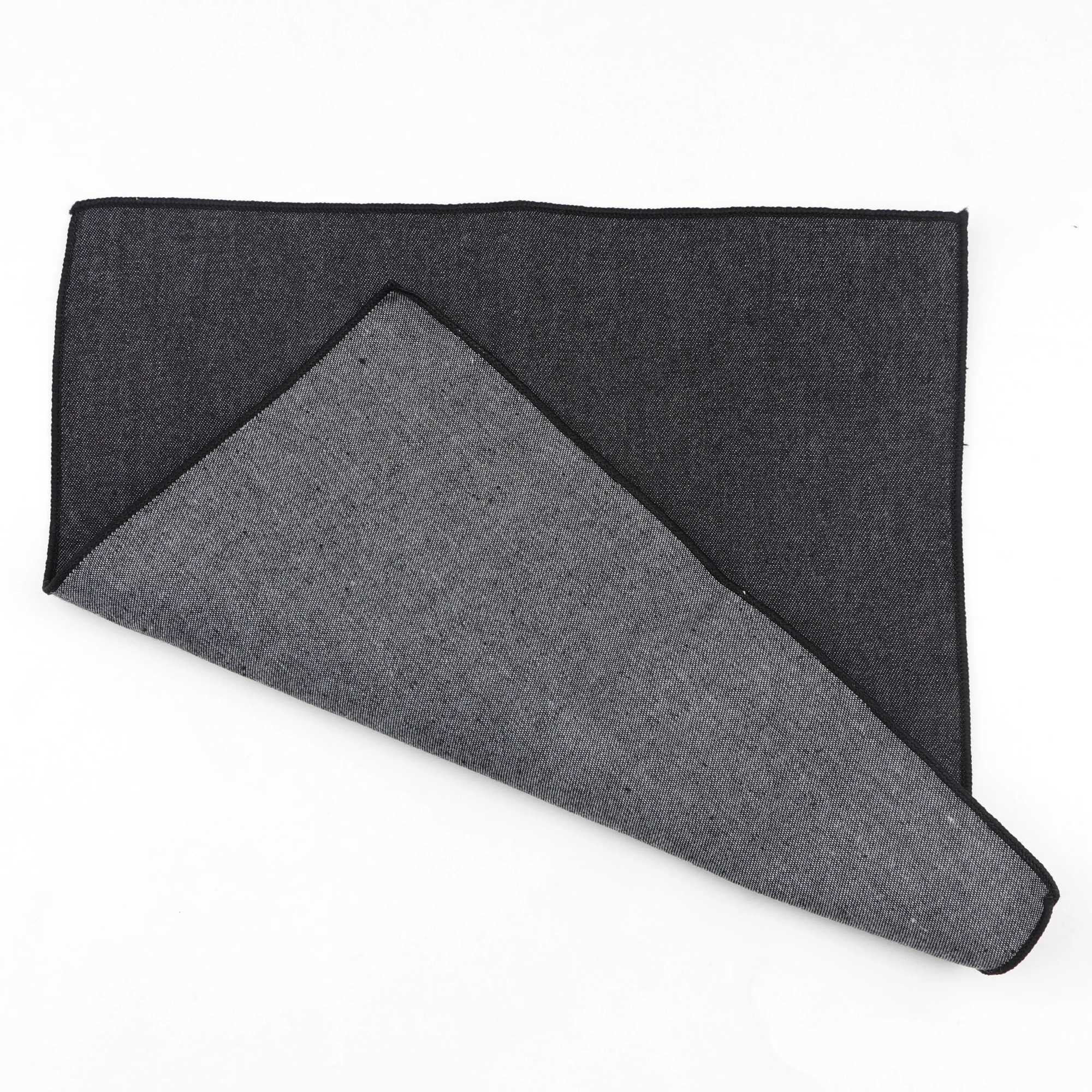 Solid denim cotton handle woven white black and blue pockets square mens casual pocket handkerchief W240921