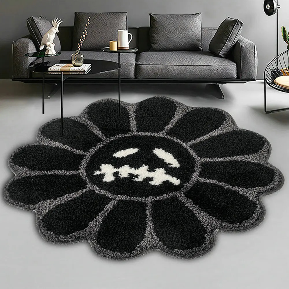 Smiley Face Tufted Carpet - Soft Plush wer Rug for Bedroom, Living Room, Bedside, Bathroom (Pink) dh5727163