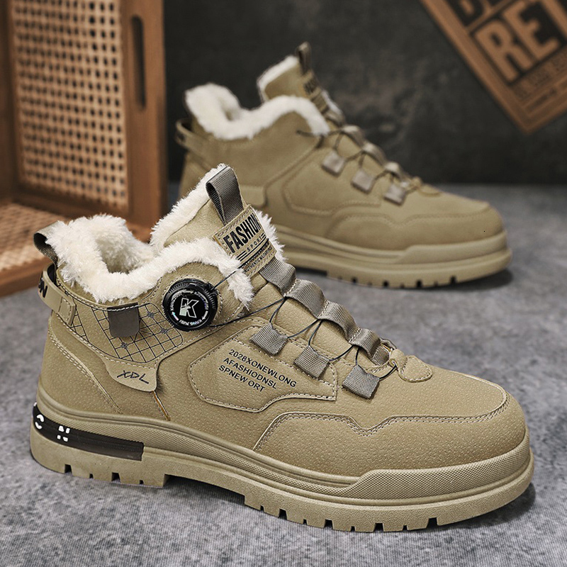 Free shipping designer shoes new men's winter men's fur comfortable men's warm leather handmade waterproof boots anti slip high top sho