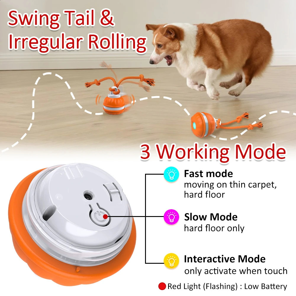 Interactive dog toy ball sports activation intelligent dog toy automatic movement teasing ball puppy cleaning teeth chewing toy knot rope 240914