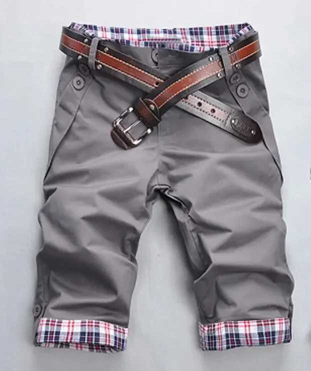 Shorts for Men Summer Fashion Mens Plaid Shorts Casual Slim Fit Men Streetwear Cargo Gym Shorts Men Clothing No BeltX240921
