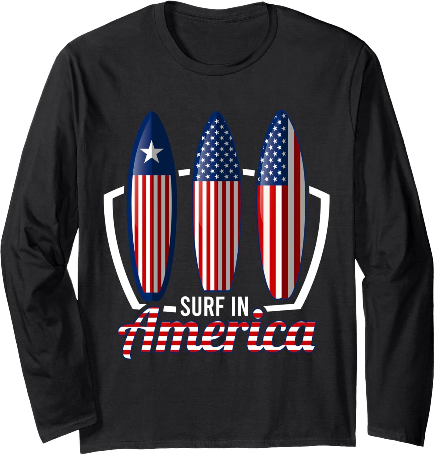 Long Sleeve Shirts for Men sweatshirt Surf In America United States Flag Surfboards Surfing Gift Long Sleeve Tee Streetwear Casual tops clothes