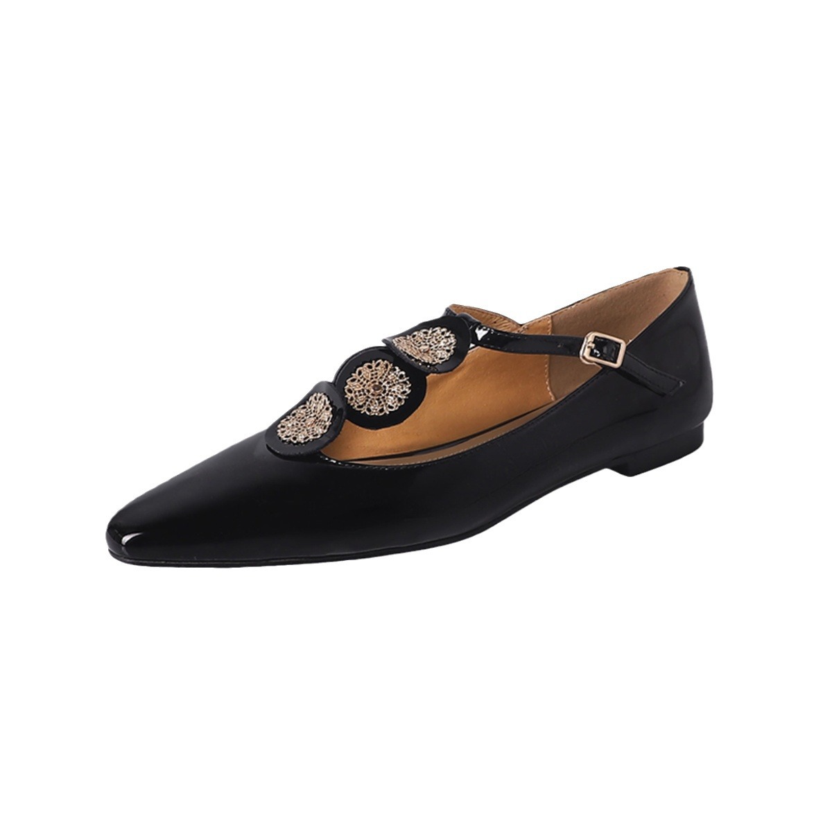 Leather Pointed Toe Flats Vintage Fashion Design | Low Heel Comfort Shoes 21ef