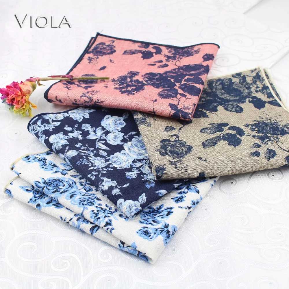 27cm large floral print handle thick cotton womens and mens wedding pockets square adult dress tailcoat Hanji accessories gift W240921