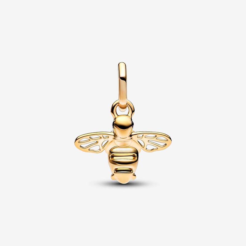 Gold Sparkling Bee Dangle Charm 925 Sterling Silver Logo Charms Set Bracelet Bangle DIY Making Components Necklace Pendant Charm With Luxurious Box W