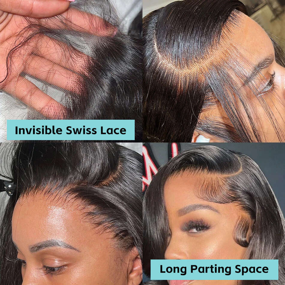Body Wave Short Bob 13x4 Front Human Hair 250% 13x6 HD Lace Frontal Wigs For Women Brazilian 5x5 Closure Wig