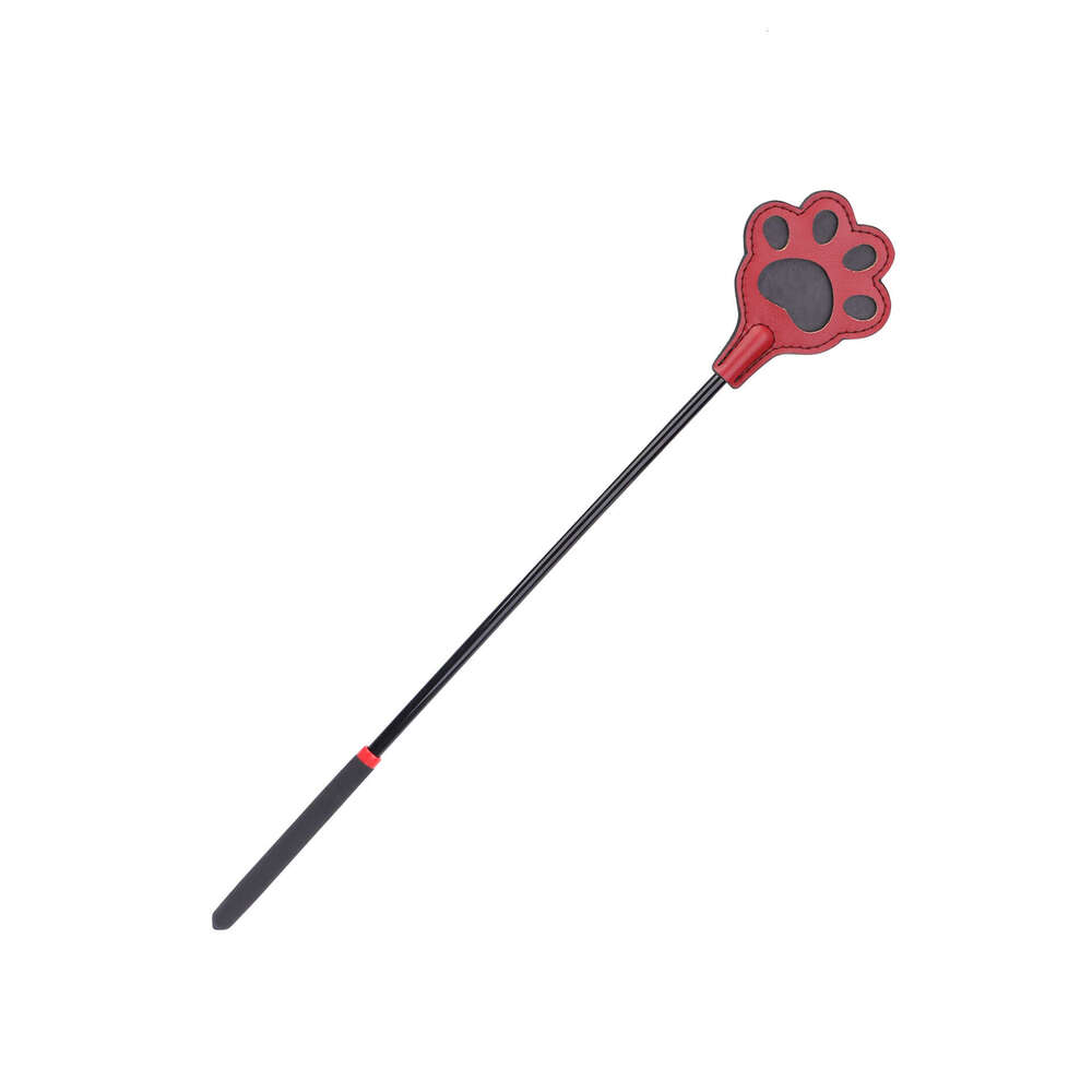 Adult SM prop training reprimand leather whip long pole black and red cat paw patting pu fun racket alternative sex toys