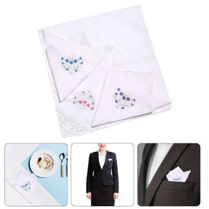 Pack of 12 28x28cm Girl Handkerchief Hankies Pocket Flower Pattern Pocket Square Pack of 12 28x28cm Girl Handkerchief HankiesX240921