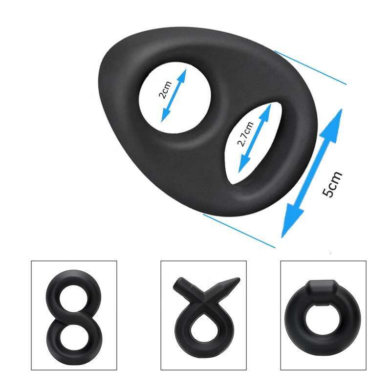 Liquid silicone 8-shaped sex toys rings sleeve double delay ejaculation glans penis cage cock black cock rings for men