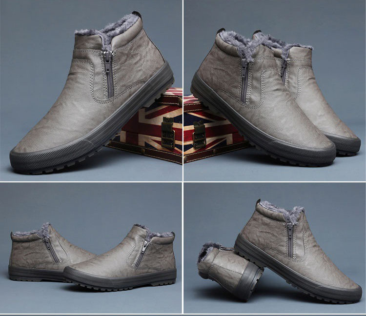 Free shipping designer shoes new winter style men's warm plush interior high top leather casual snow boots shoes balance platform boots