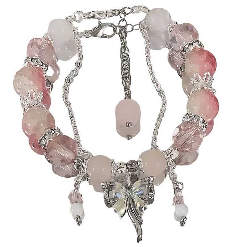 Pink Phoenix Flowers Branches Version Bow Butterfly Pendant Beaded Bracelet Sweet Cool Bracelet For Women Aesthetic Trendy HandX240921
