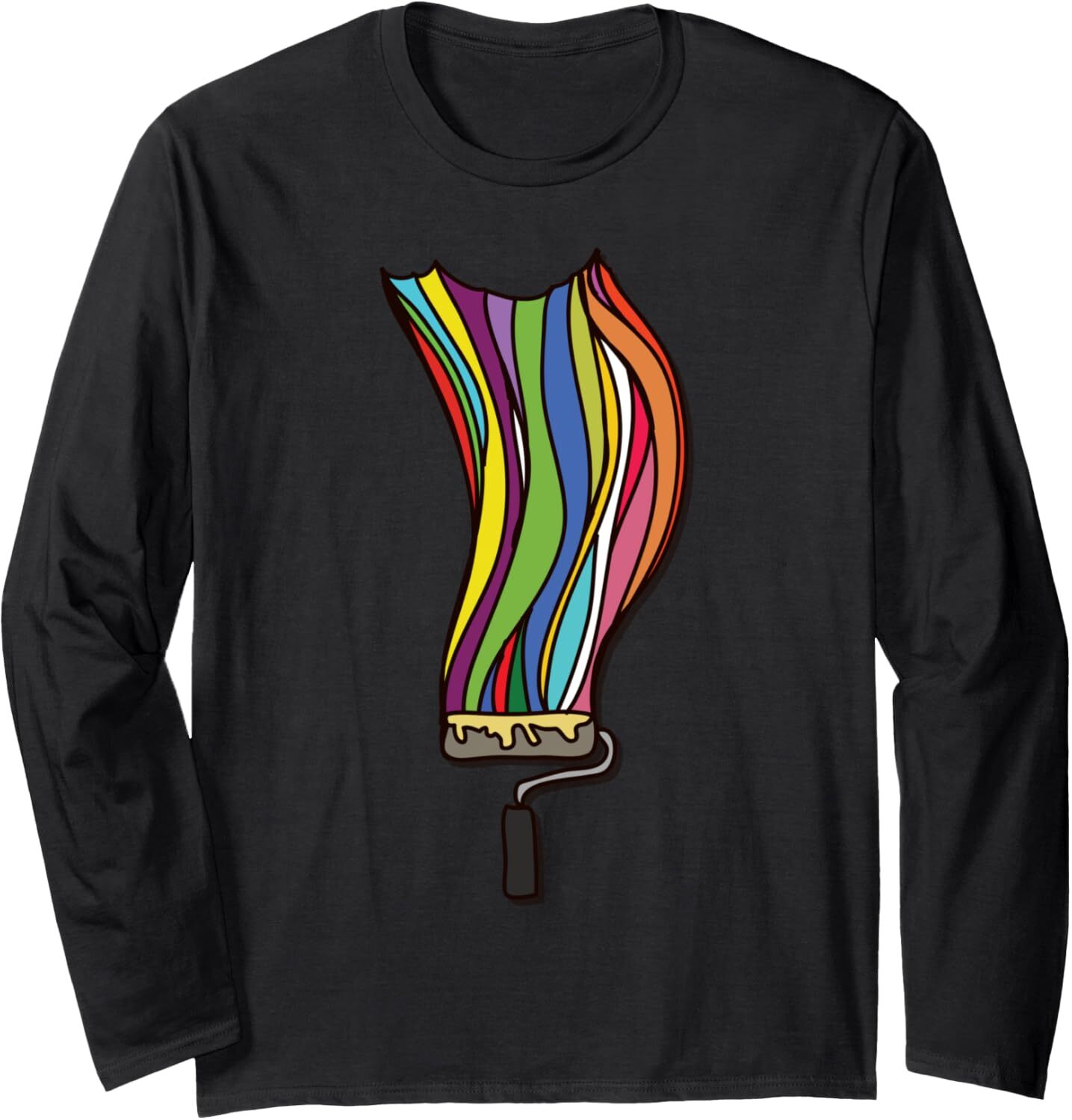 Long Sleeve Shirts for Men sweatshirt Rainbow Multicolored Roller Painting Painter Gift Long Sleeve Tee Streetwear Casual tops clothes