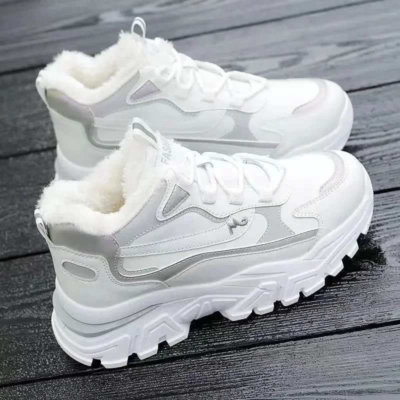 Winter New Platform Cotton Women's Lace-up Casual Sports and Ankle Running Shoes Warm Snow boots loafers womens slides designer women