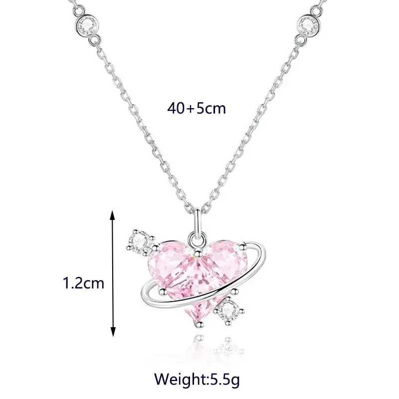 2024 New Fashion Trend Y2k Crystal Pink Zircon Heart Pendant Necklace Suitable for Women Girls Elegant and Sweet Punk Party Jewelry W240918