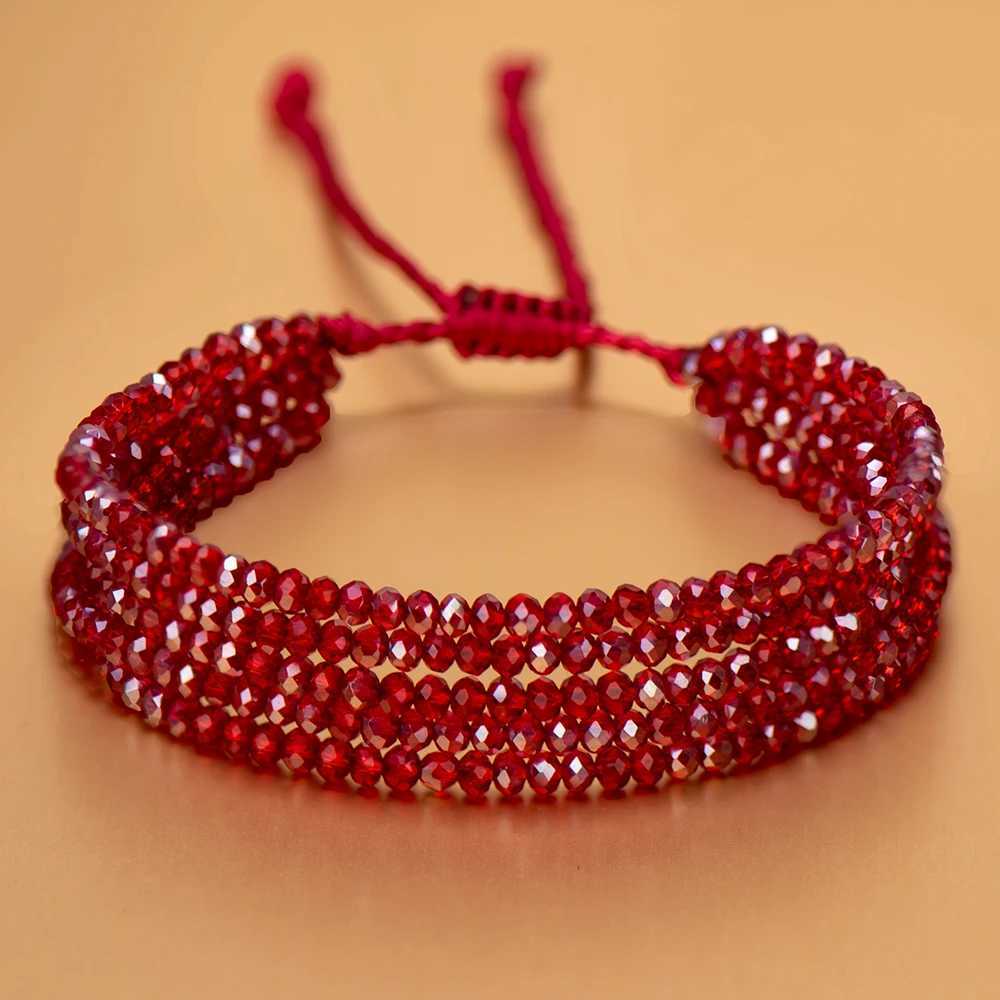 Crystal Bead Bracelet Natural Stone String Woven Ladies Summer Accessories Red For Women Fashion Handmade Jewelry Party GiftX240921