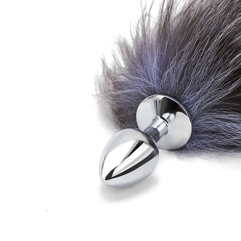 Adult sex toys for women, SM fox tail anal plug, metal real hair fox tail anal plug