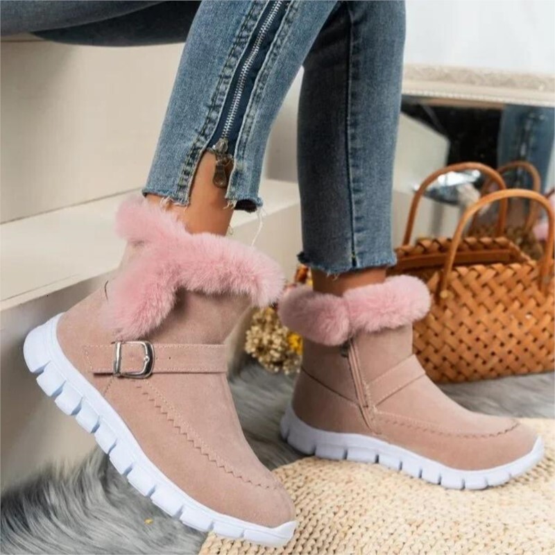 Designer shoes new warm winter women's casual shoes new short furry suede ankle boots flat shoes gladiator sports women's hiking boots snow 
