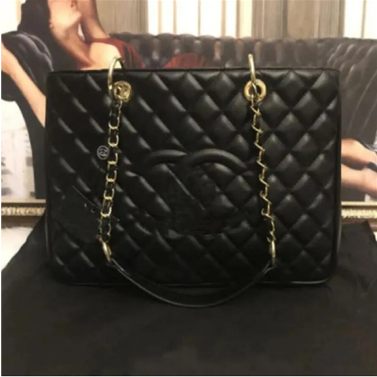 Designer Bag GST Bag Top Grade Caviar Cow Leather Classic Quilted Plaid Metal Chain Shoulder Bag Women's Shopping Vintage C Handbag Tote Bags K0173