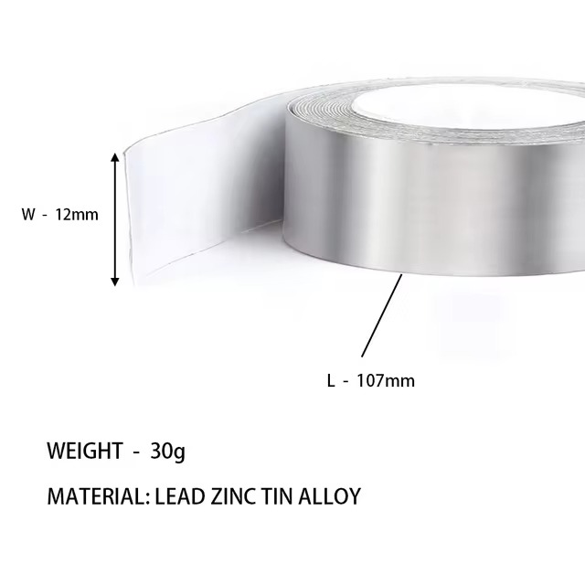 1 Roll 30g Width 0.47inch Self-Adhesion High Density Lead Tape for Golf Head Tennis Pickleball Paddles Racket