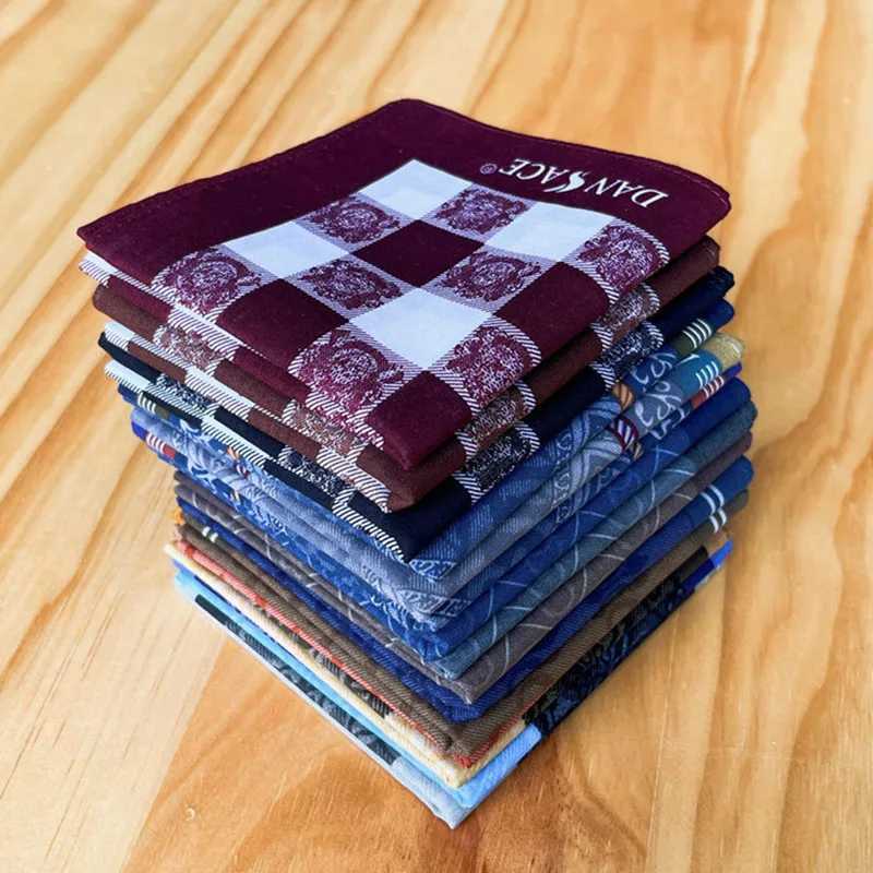 3Pcs 43x43cm vintage classic plain weave mens handle pocket Hanks soft cotton sweater square towel wedding party gift W240921