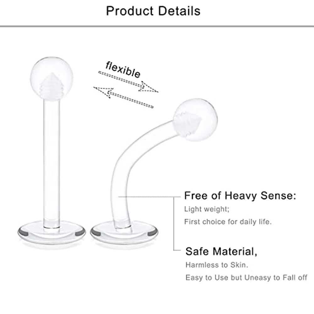 3pcs 16g Labret Studs Lip Ring Snakebite Monroe Bioflex Flexible Cartilage Conch Forward Helix Tragus Steel Ball Pick Size Y240921